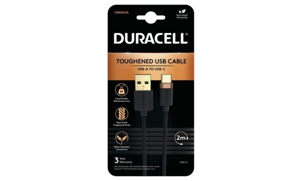 Duracell 2m USB-A til USB-C-kabel