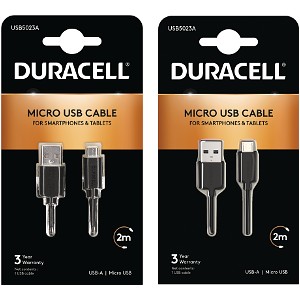 Duracell 1m+2m USB-A til Micro USB-kabel