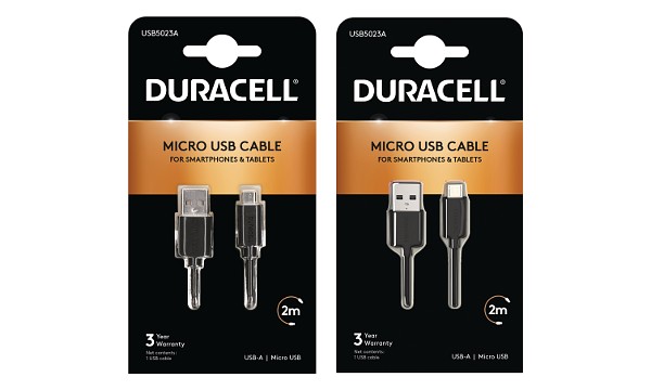 Duracell 1m+2m USB-A til Micro USB-kabel