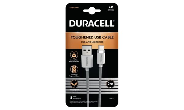 Duracell 2m USB-A til Micro USB-kabel